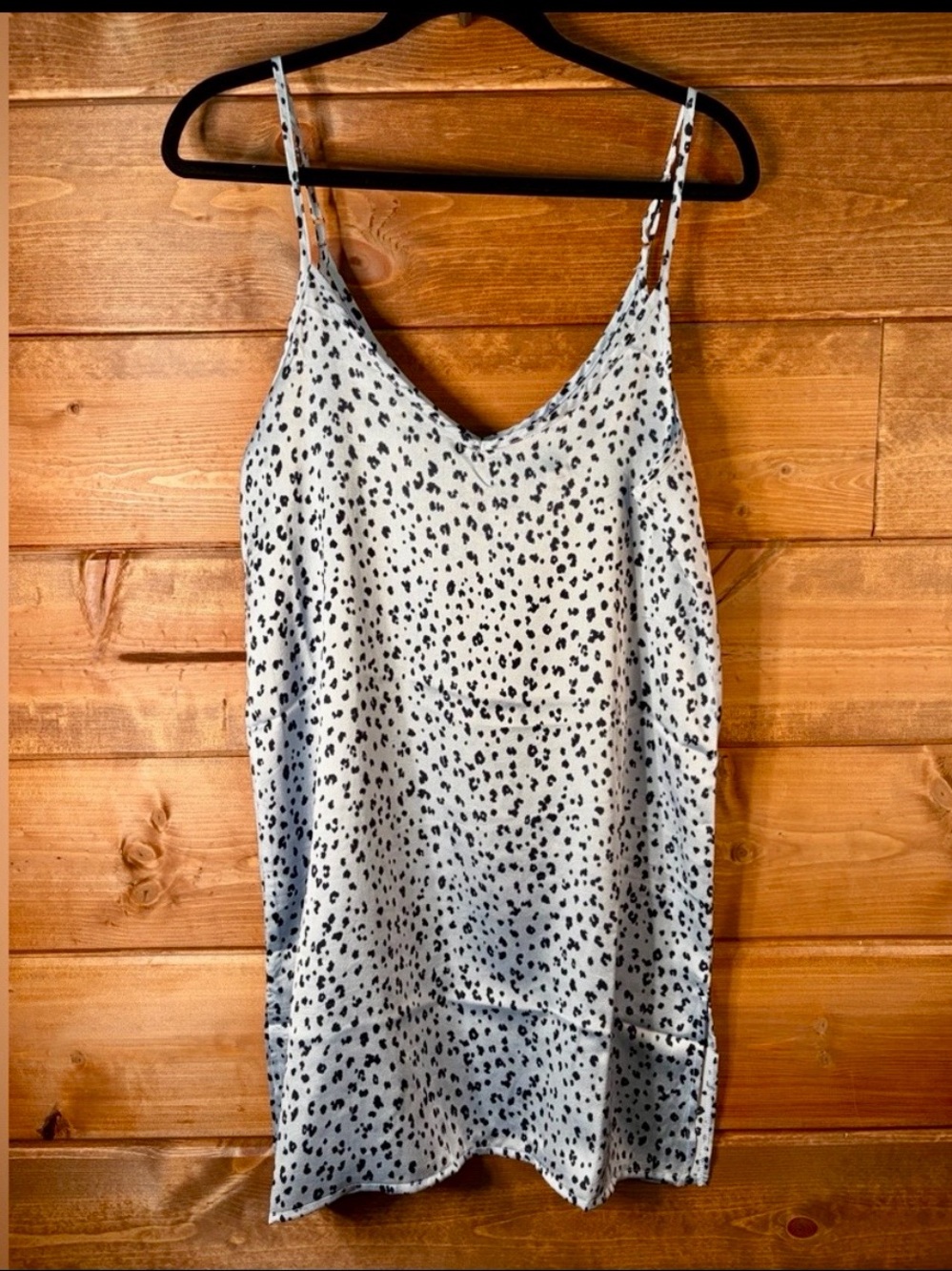 Zenana Outfitters Black and Silver Spotted Chemise Slip Dress Size Small Medium